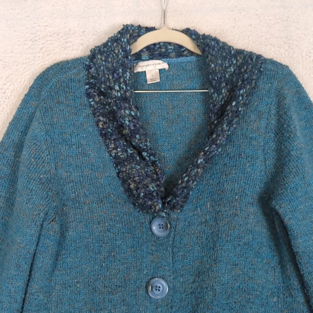 Christopher &‎ Banks Women's Blue Knit Grandmacore Cardigan Size L